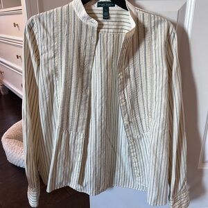 Lauren Ralph Lauren Cream and Blue Striped Blouse